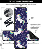 Hand drawn cute unicorn star planet Recliner Cover Protector
