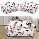 Cool Rooster Chicken Cock Floral Ornament Background Loveseat Couch Slipcover