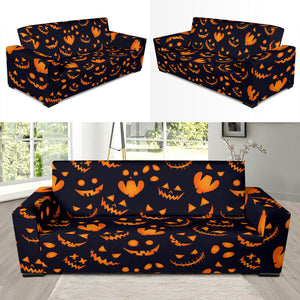 Halloween Pattern Pumpkin Background Sofa Slipcover