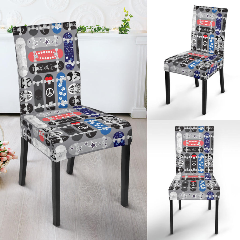 Skate Board Pattern Print Design 04 Dining Chair Slipcover