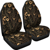 Gold Peacock Feather Pattern  Universal Fit Car Seat Covers