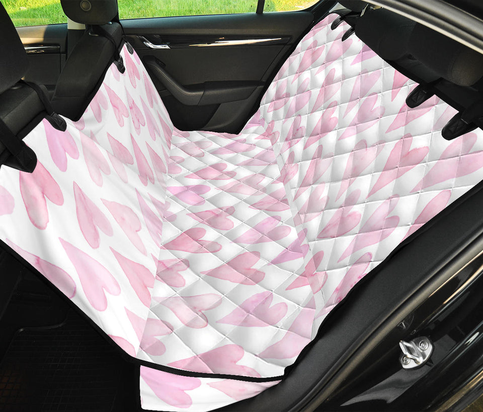 Watercolor Pink Heart Pattern Dog Car Seat Covers