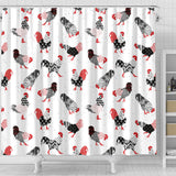 Cool Rooster Chicken Cock Floral Ornament Background Shower Curtain Fulfilled In US