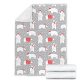 Cute Polar Bear Christmas Snow Pattern Premium Blanket