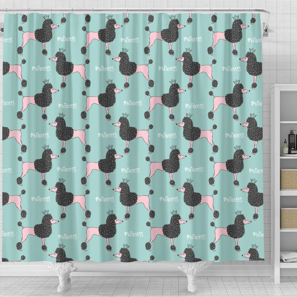 Poodle Dog Green Background Shower Curtain Fulfilled In US