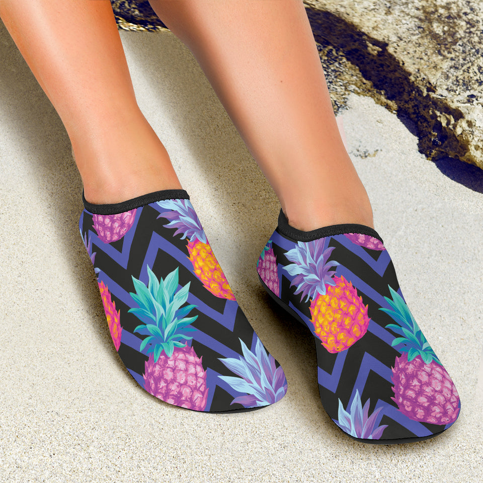 Pineapples Pattern Zigzag Background Aqua Shoes