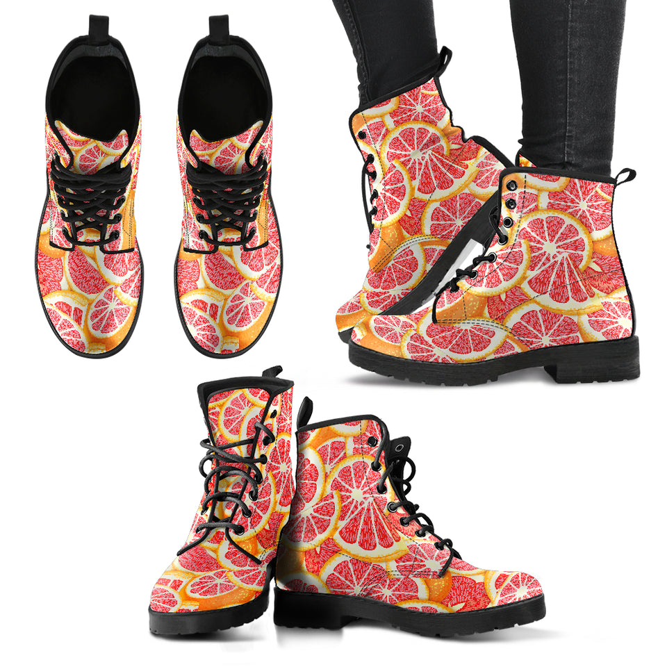 Tropical Grapefruit Pattern Leather Boots