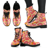 Tropical Grapefruit Pattern Leather Boots