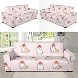 Cute Shiba Inu Dog Apple Pattern Sofa Slipcover