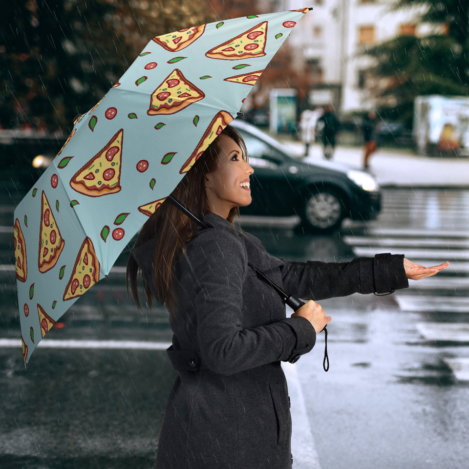Hand Drawn Pizza Blue Background Umbrella