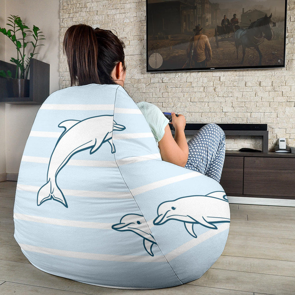 Dolphin Blue Striped Background Bean Bag Cover