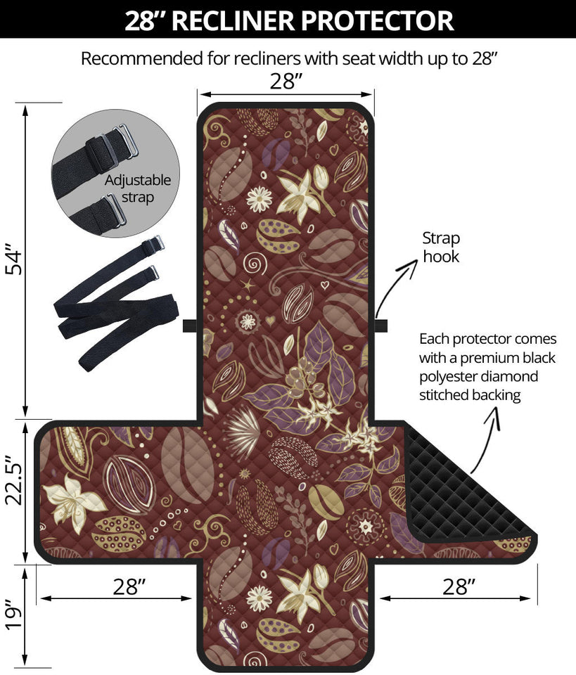 Coffee bean flower pattern Recliner Cover Protector
