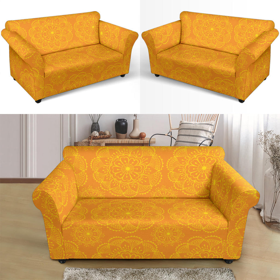 Orange Traditional Indian Element Pattern Loveseat Couch Slipcover