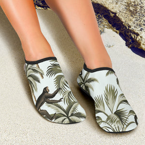 Monkey Sloth Lemur Palm Trees Pattern Aqua Shoes