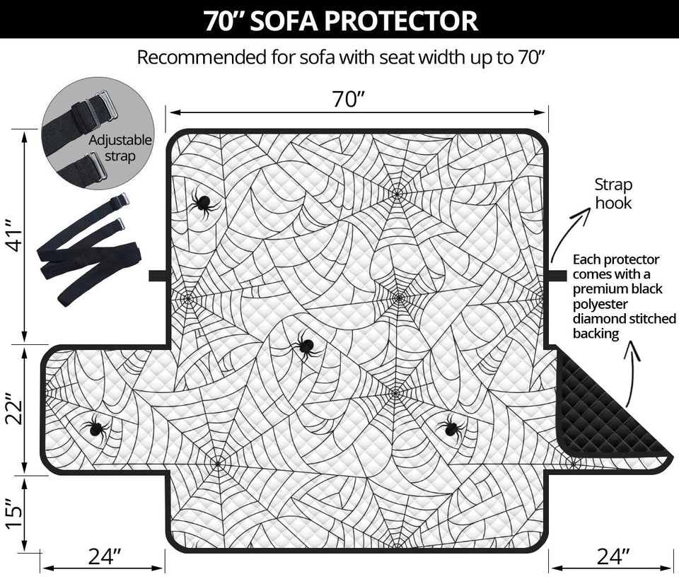 Spider web cobweb pattern white background Sofa Cover Protector