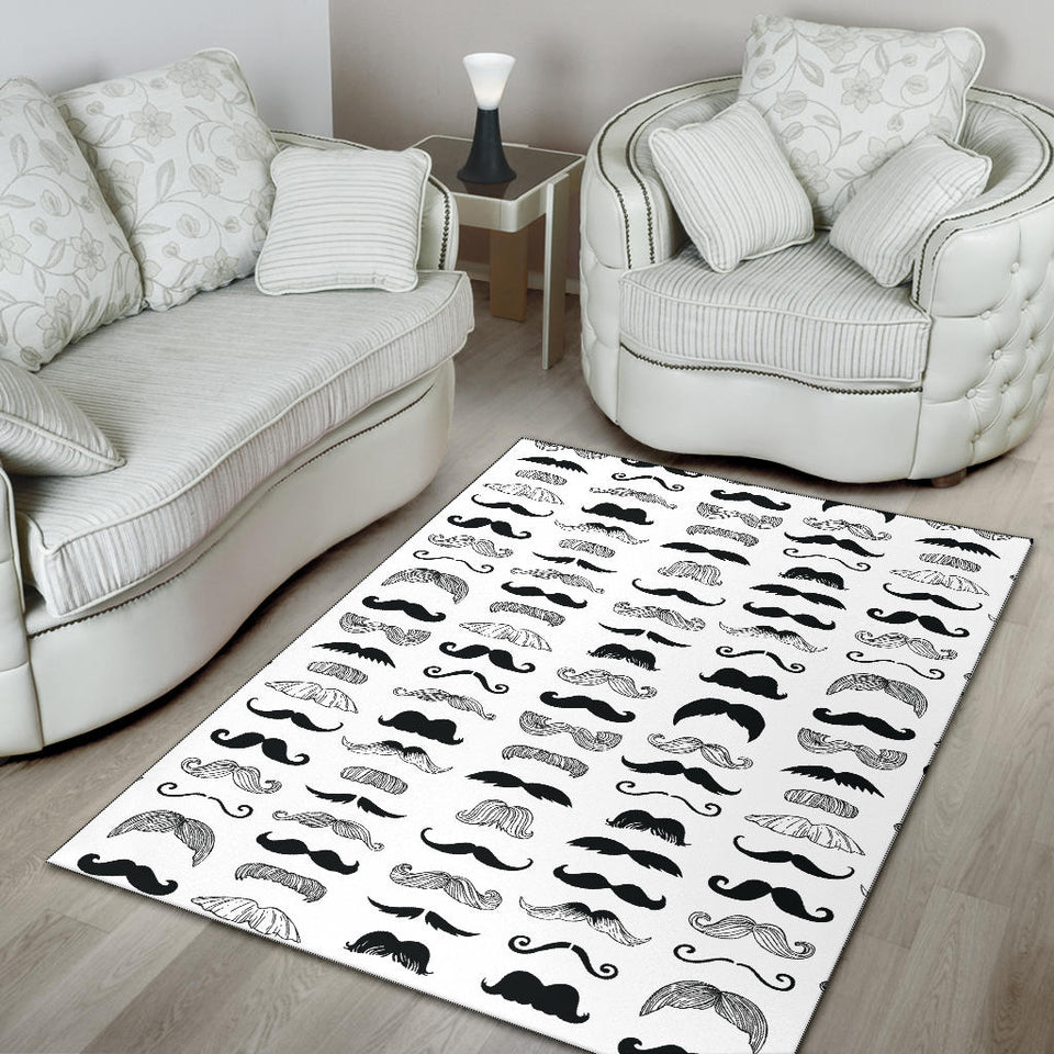 Mustache Beard Pattern Print Design 04 Area Rug