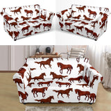 Horses Running Pattern Background Loveseat Couch Slipcover