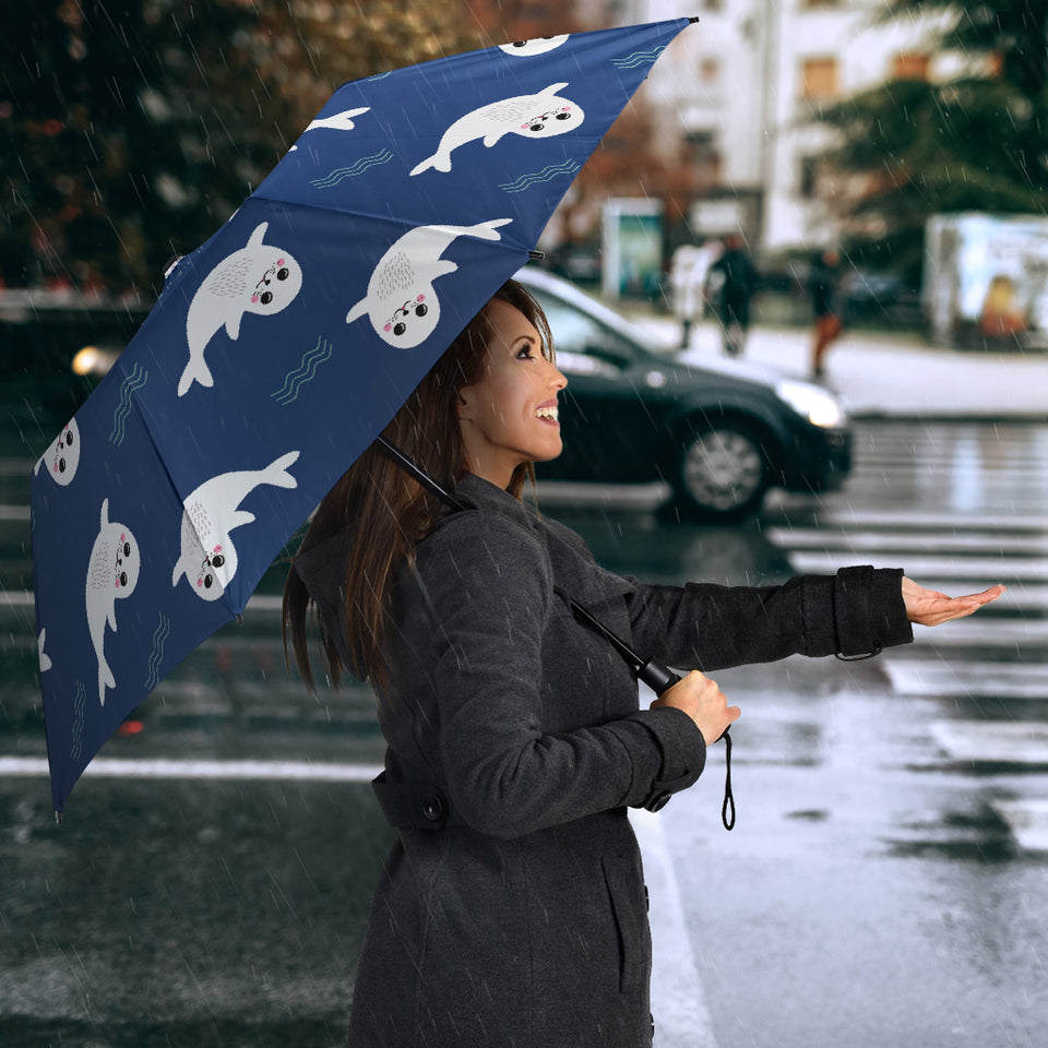 Cute White Baby Sea Lion Seal Pattern Umbrella