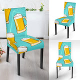 Beer Pattern Green Background Dining Chair Slipcover