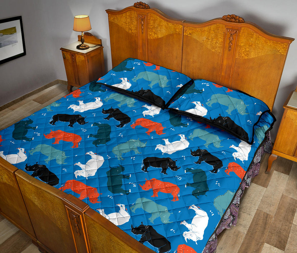 Colorful rhino pattern Quilt Bed Set