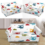 Colorful Helicopter Pattern Loveseat Couch Slipcover