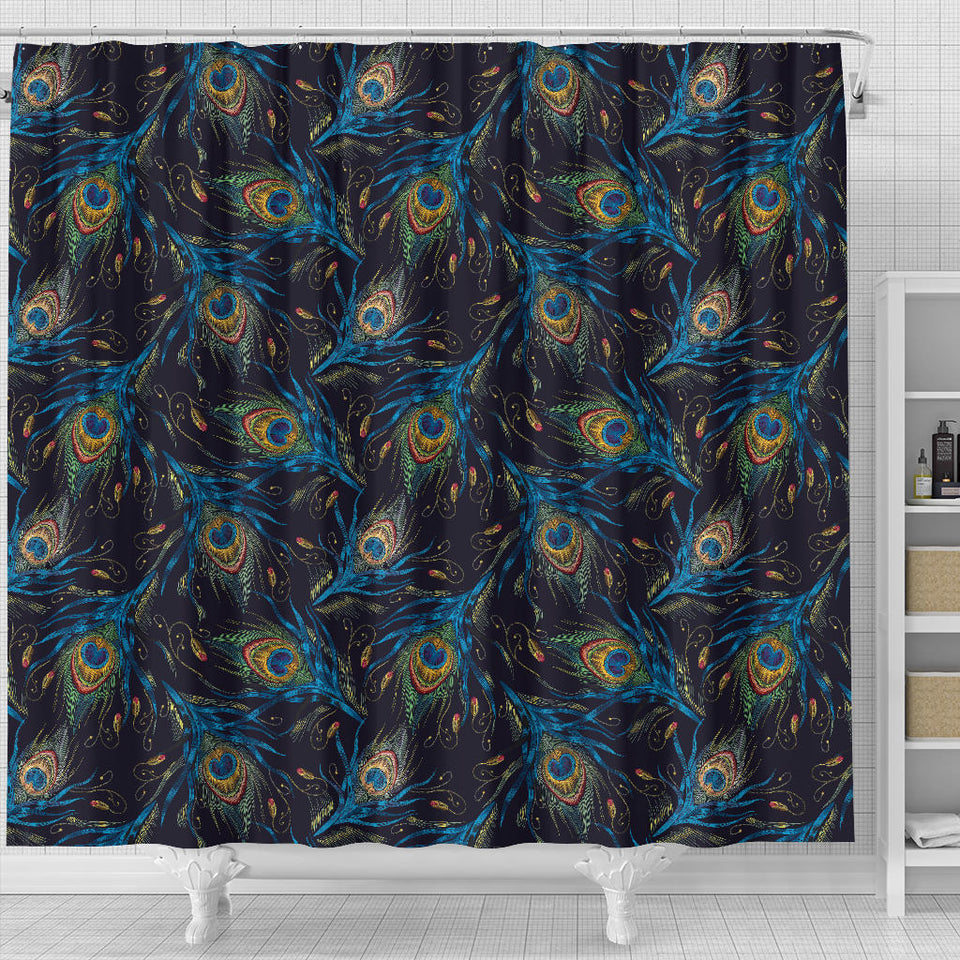 Beautiful Peacock Feather Pattern Shower Curtain Fulfilled In US
