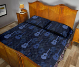 Blue Theme guitar pattern Quilt Bed Set