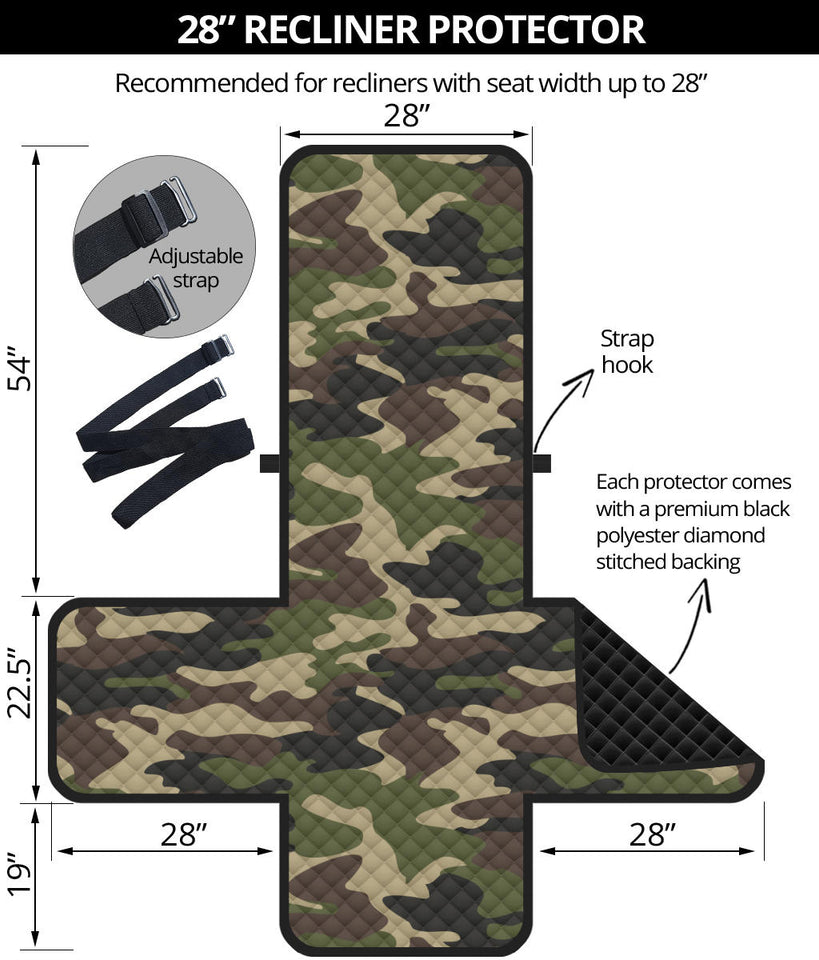 Dark Green camo camouflage pattern Recliner Cover Protector