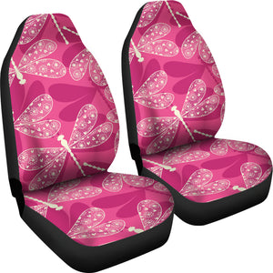 Beautiful Dragonfly Pink Background Universal Fit Car Seat Covers