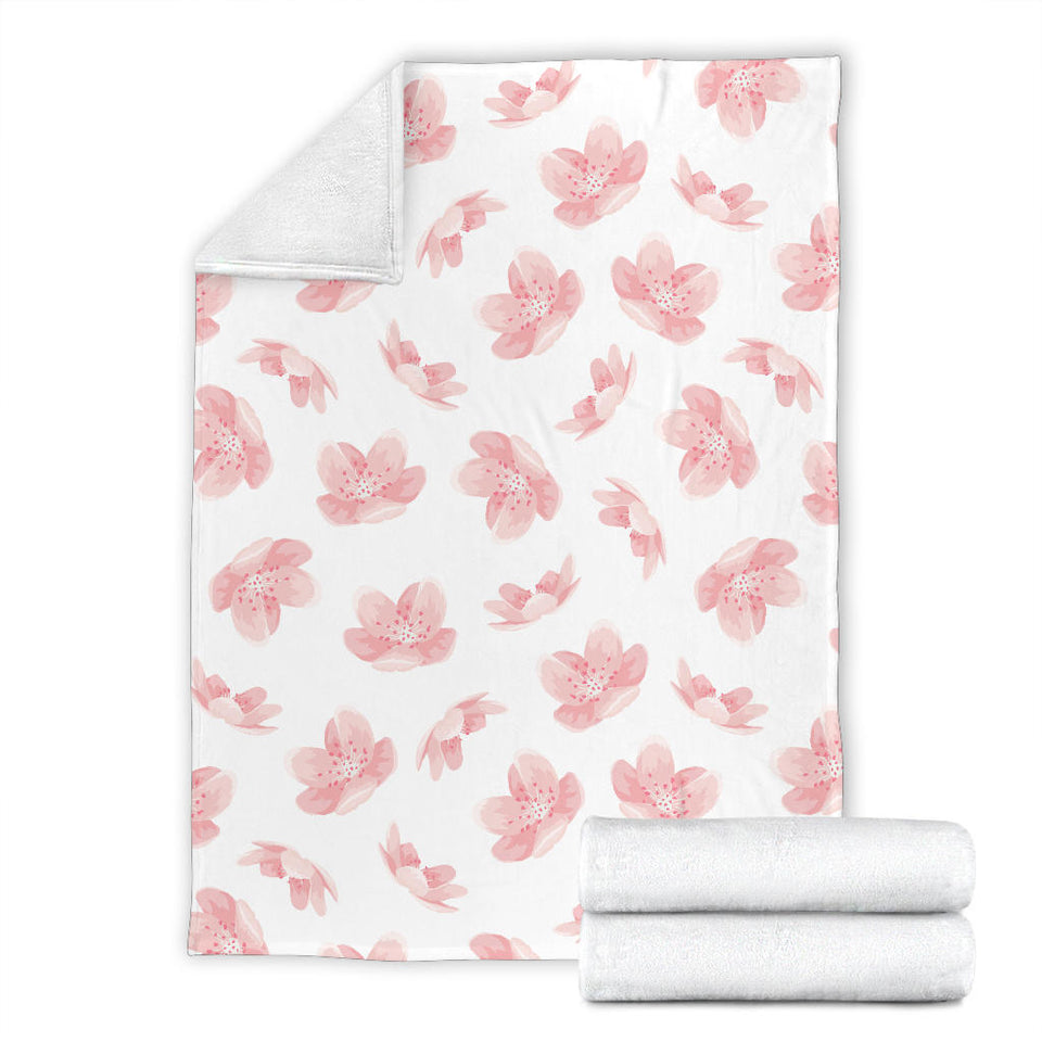 Pink Sakura Cherry Blossom Pattern Premium Blanket