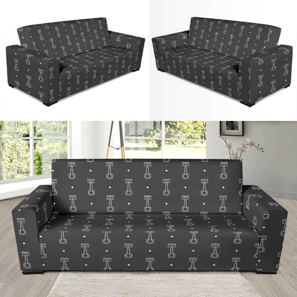 Engine Piston Black Background Pattern Print Design 02 Sofa Slipcover