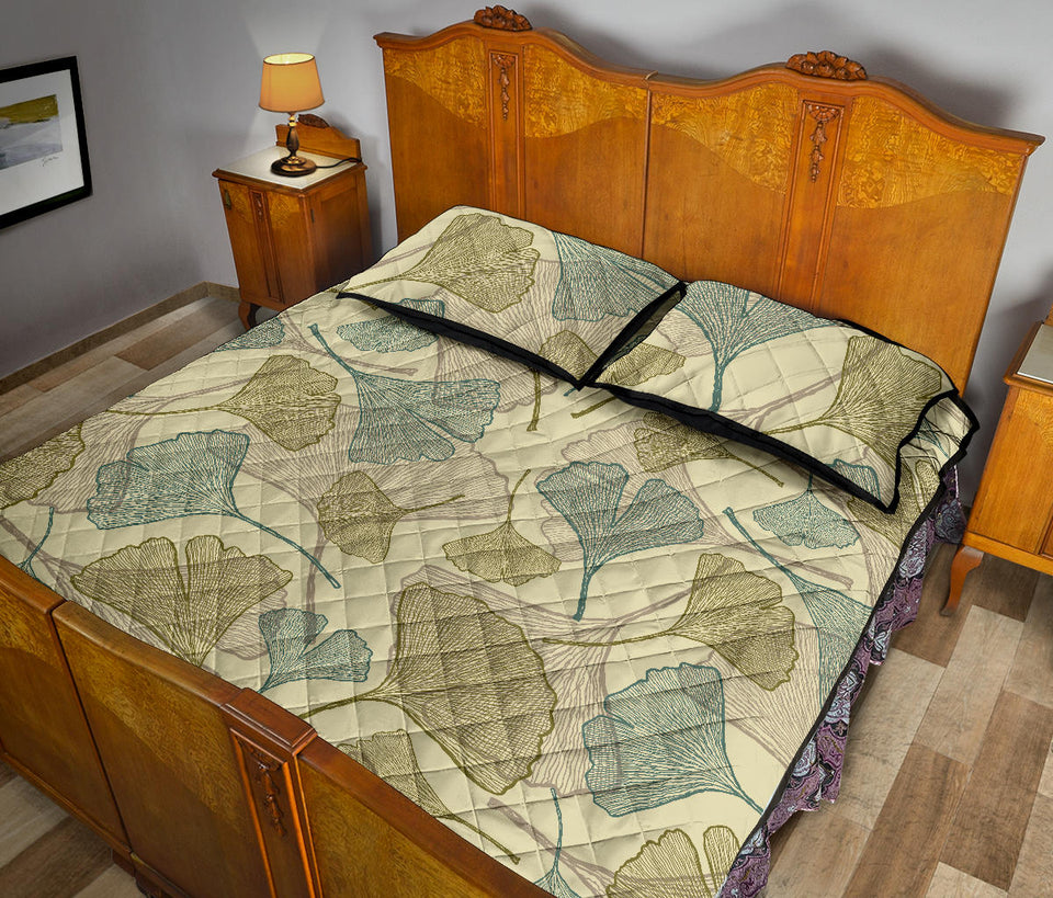 Ginkgo leaves design pattern Quilt Bed Set