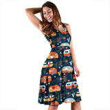 Camper Van Pattern Print Design 05 Sleeveless Midi Dress