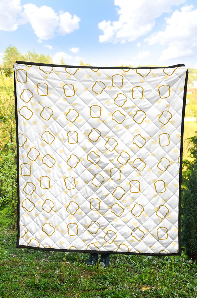 Bread Toast Pattern Print Design 01 Premium Quilt