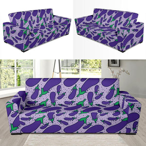Eggplant Pattern Print Design 03 Sofa Slipcover