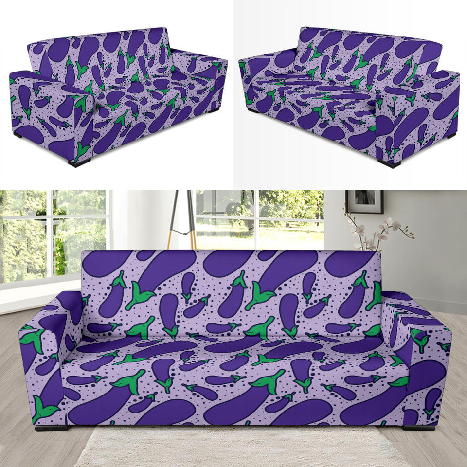 Eggplant Pattern Print Design 03 Sofa Slipcover