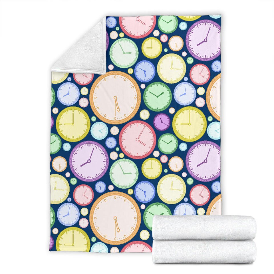 Colorful Clock Background Premium Blanket