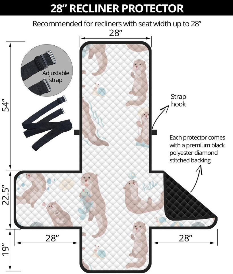 Cute sea otters pattern Recliner Cover Protector