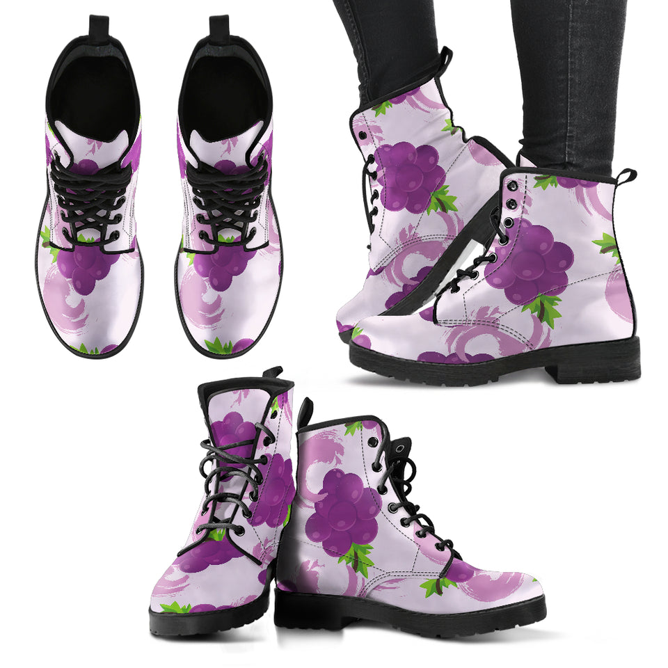 Cute Grape Pattern Leather Boots