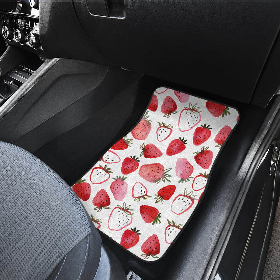 Watercolor Hand Drawn Beautiful Strawberry Pattern Front Car Mats