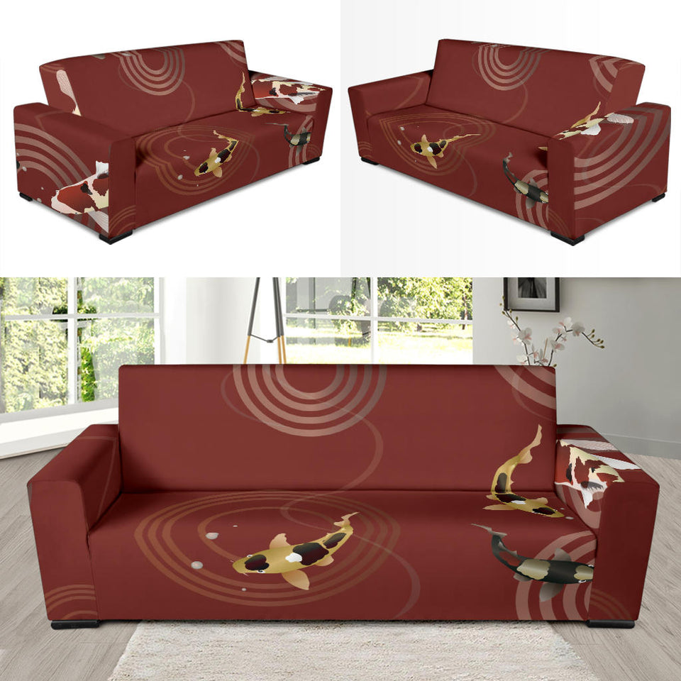 Koi Fish Carp Fish Red Background Sofa Slipcover