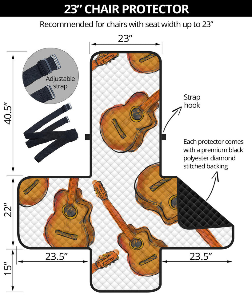 Paint Guitar Pattern Chair Cover Protector