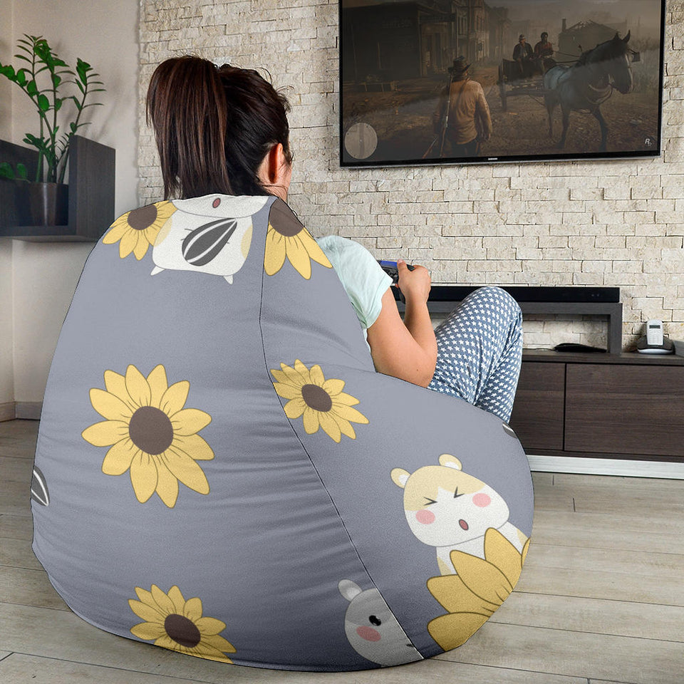 Cute Hamster Sunflower Pattern Background Bean Bag Cover