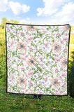 Beautiful Pink Lotus Waterlily Leaves Pattern Premium Quilt
