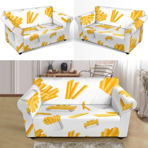 French Fries White Paper Box Pattern Loveseat Couch Slipcover