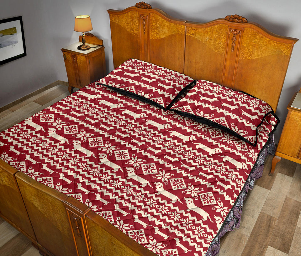 Dachshund Nordic pattern Quilt Bed Set