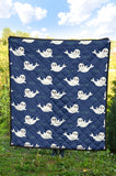 Cute White Baby Sea Lion Seal Pattern Premium Quilt