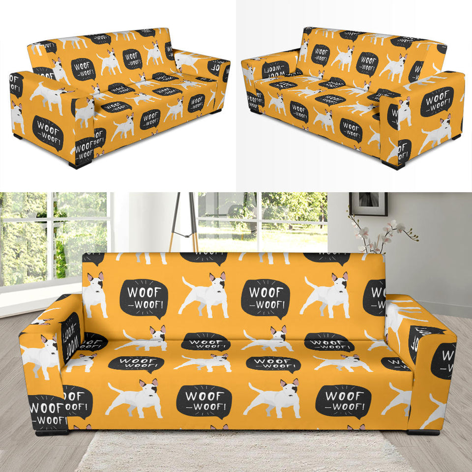 Bull Terrier Pattern Print Design 03 Sofa Slipcover