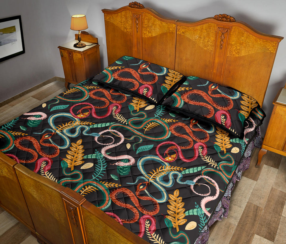 Colorful snake plant pattern Quilt Bed Set