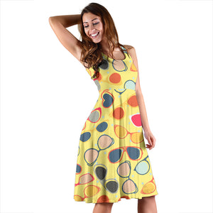 Sun Glasses Pattern Print Design 05 Sleeveless Midi Dress